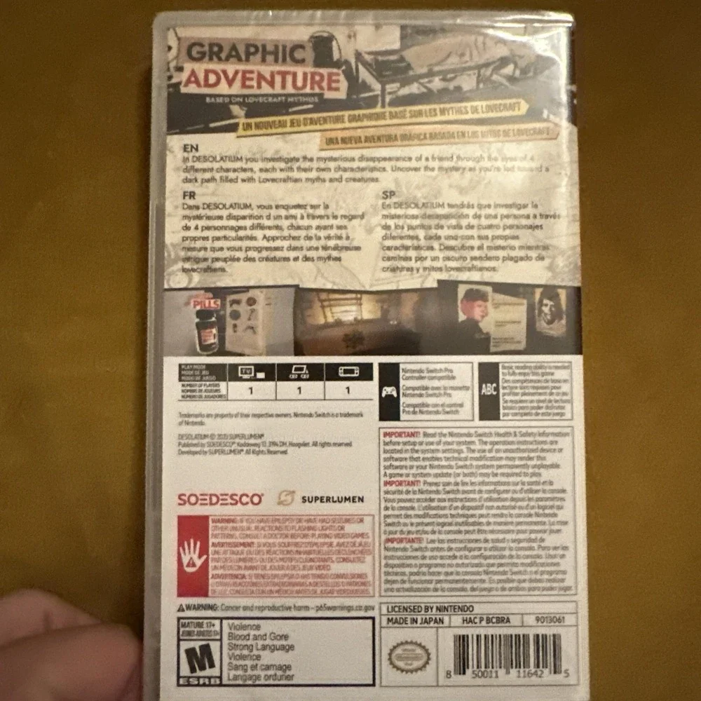 Desolatium Nintendo Switch NSW 2023 SOEDESCO NTSC New Sealed 850011116425